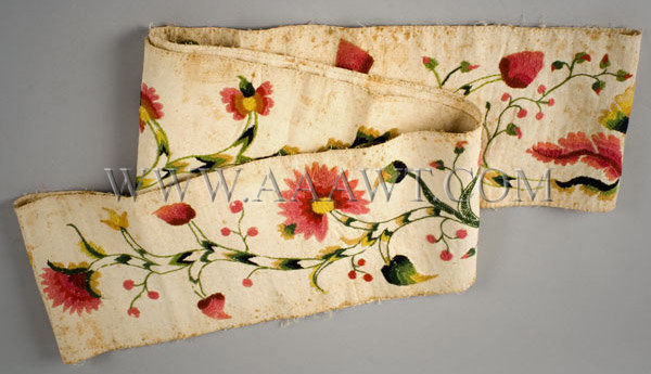 Antique Petticoat Border, Crewel Embroidery, 18th Century, folded view